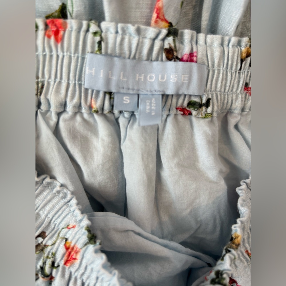 Hill House 100% Linen Pond Floral The Paz Tiered Ruffle Mini Skirt SZ Small - Picture 8 of 11